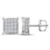 3/4 CTW Womens Round Diamond Square Cluster Earrings 10kt White Gold - REF-51V8Y