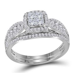 1 CTW Princess Diamond Bridal Wedding Ring 14kt White Gold - REF-85R4X