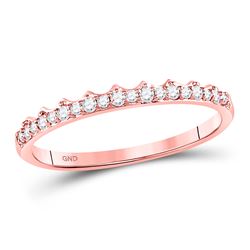 1/6 CTW Womens Round Diamond Slender Scalloped Stackable Band Ring 10kt Rose Gold - REF-14F4W