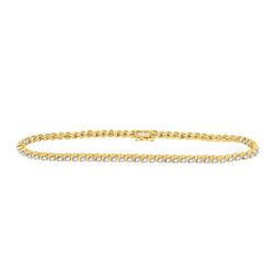 1 CTW Womens Round Diamond Tennis Bracelet 10kt Yellow Gold - REF-88T5V