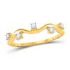 Image 1 : 1/8 CTW Womens Round Diamond Wave Stackable Band Ring 10kt Yellow Gold - REF-19Y2N