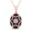 1/3 CTW Womens Round Red Color Enhanced Diamond Oval Starburst Pendant 10kt Rose Gold - REF-34M3F