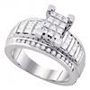 7/8 CTW Princess Diamond Cluster Bridal Wedding Engagement Ring 10kt White Gold - REF-66F8W