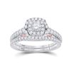 Image 1 : 1 CTW Round Diamond Bridal Wedding Ring 14kt Two-tone Gold - REF-122M6F