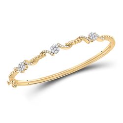 1/2 CTW Womens Round Diamond Bangle Bracelet 14kt Yellow Gold - REF-106H3R