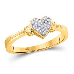 1/12 CTW Womens Round Diamond Simple Heart Cluster Ring 10kt Yellow Gold - REF-15W5H