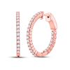Image 1 : 1 CTW Womens Round Diamond Inside Outside Hoop Earrings 10kt Rose Gold - REF-74R9X