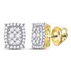 Image 1 : 1/2 CTW Womens Round Diamond Rectangular Cluster Earrings 14kt Yellow Gold - REF-47T6V