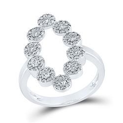 5/8 CTW Womens Round Diamond Oblong Fashion Ring 10kt White Gold - REF-47V3Y