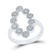 5/8 CTW Womens Round Diamond Oblong Fashion Ring 10kt White Gold - REF-47V3Y