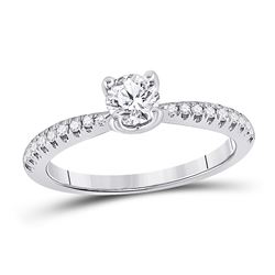 3/4 CTW Round Diamond Solitaire Bridal Wedding Engagement Ring 14kt White Gold - REF-170F5W