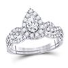 1 CTW Pear Diamond Bridal Wedding Ring 14kt White Gold - REF-129Y5N