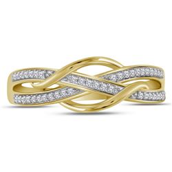 1/10 CTW Womens Round Diamond Woven Band Ring 10kt Yellow Gold - REF-17R6X