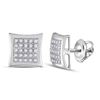 1/8 CTW Mens Round Diamond Kite Square Earrings 10kt White Gold - REF-17X3T