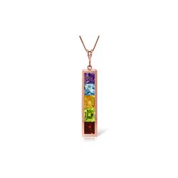 Genuine 2.25 ctw Multi-gemstone Necklace 14KT Rose Gold - REF-36F9Z