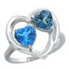 2.61 CTW Diamond, Swiss Blue Topaz & London Blue Topaz Ring 10K White Gold - REF-24F3N