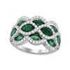 3 CTW Womens Marquise Emerald Diamond Fashion Ring 18kt White Gold - REF-231A7M
