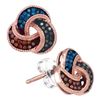 Image 1 : 1/5 CTW Womens Round Multi Color Enhanced Diamond Trinity Earrings 10kt Rose Gold - REF-23H7R