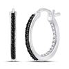 Image 1 : 1/4 CTW Womens Round Black Color Enhanced Diamond Hoop Earrings 10kt White Gold - REF-17V6Y