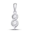 1/4 CTW Womens Round Diamond 2-stone Pendant 14kt White Gold - REF-30H7R