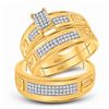 Image 1 : 1/3 CTW His Hers Round Diamond Cluster Matching Wedding Set 10kt Yellow Gold - REF-47Y7N