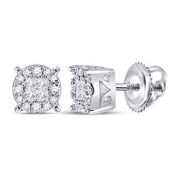 1/6 CTW Womens Princess Diamond Fashion Cluster Earrings 14kt White Gold - REF-24M5F