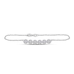1 CTW Womens Round Diamond Circle Cluster Chain Halo Bracelet 14kt White Gold - REF-98T3V