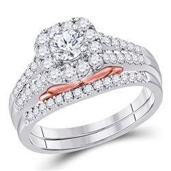 1 CTW Round Diamond Bridal Wedding Ring 14kt Two-tone Gold - REF-156Y8N