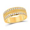 Image 1 : 3/4 CTW Mens Round Diamond Wedding Wheat Band Ring 14kt Yellow Gold - REF-143X2T
