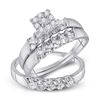 Image 1 : 1/8 CTW His Hers Round Diamond Cluster Matching Wedding Set 10kt White Gold - REF-34R3X