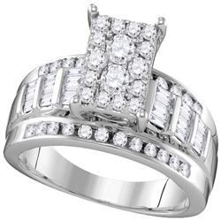 7/8 CTW Round Diamond Cluster Bridal Wedding Engagement Ring 10kt White Gold - REF-74R6X