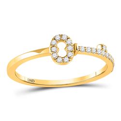 1/8 CTW Womens Round Diamond Key Stackable Band Ring 10kt Yellow Gold - REF-15Y2N