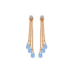 Genuine 10.53 ctw Blue Topaz & Diamond Earrings 14KT Rose Gold - REF-34V7W