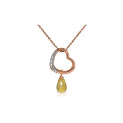 Genuine 2.28 ctw Citrine & Diamond Necklace 14KT Rose Gold - REF-40Y7F