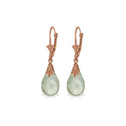 Genuine 6 ctw Green Amethyst Earrings 14KT Rose Gold - REF-27K8V