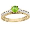 Image 1 : 0.75 CTW Peridot & Diamond Ring 14K Yellow Gold - REF-62V3R