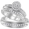 Image 1 : 1/2 CTW His Hers Round Diamond Oval Matching Wedding Set 10kt White Gold - REF-51M8F