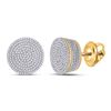 Image 1 : 3/4 CTW Mens Round Diamond Concentric Cluster Earrings 10kt Yellow Gold - REF-68V2Y