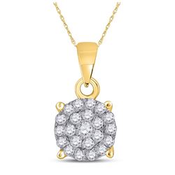1/4 CTW Womens Round Diamond Cluster Pendant 10kt Yellow Gold - REF-17M6F