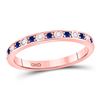 Image 1 : 1/4 CTW Womens Round Blue Sapphire Diamond Alternating Stackable Band Ring 10kt Rose Gold - REF-24T5