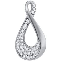 1/8 CTW Womens Round Diamond Teardrop Cluster Pendant 10kt White Gold - REF-13Y5N