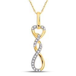 1/10 CTW Womens Round Diamond Twist Fashion Pendant 10kt Yellow Gold - REF-10N9A