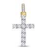 Image 1 : 1/8 CTW Mens Round Diamond Cross Charm Pendant 10kt Yellow Gold - REF-27F3W