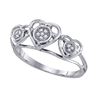 0.03 CTW Womens Round Diamond Triple Heart Cluster Ring 10kt White Gold - REF-11X6T