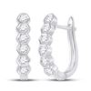 5/8 CTW Womens Round Diamond Hexagon Hoop Earrings 14kt White Gold - REF-64F2W