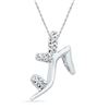 1/20 CTW Womens Round Diamond Stiletto Shoe Pendant 10kt White Gold - REF-13H5R