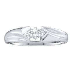 1/10 CTW Womens Round Diamond 3-stone Promise Ring 10kt White Gold - REF-18N5A