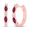Image 1 : 1/2 CTW Womens Marquise Ruby Diamond Hoop Earrings 14kt Rose Gold - REF-23H3R