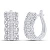 1 & 5/8 CTW Womens Baguette Diamond Fashion Hoop Earrings 14kt White Gold - REF-190X8T
