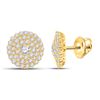 1 CTW Womens Round Diamond Cluster Earrings 14kt Yellow Gold - REF-78F5W